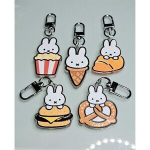Miffy Food Keychain Purse Backpack Charm Clip Set of 5